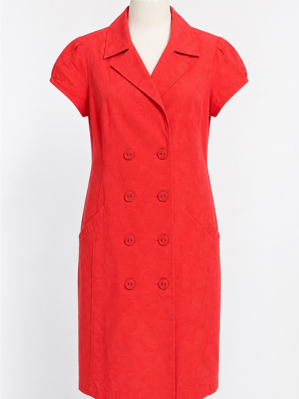 Signature by Robbie Bee Coral Textured Double-Breasted Midi Dress